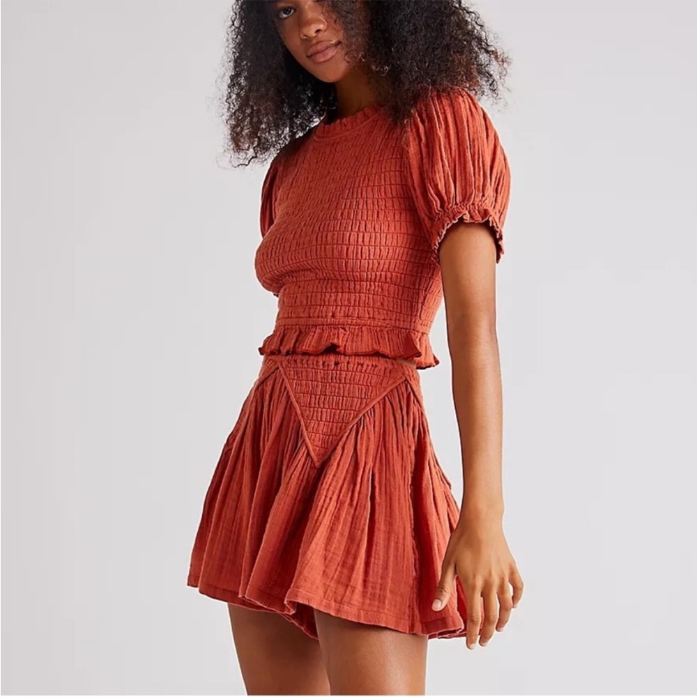 Free People A Sight To See Set Crop Top Shorts Skirt Set NWT - Picture 1 of 17